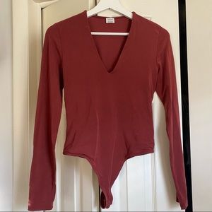 Aritzia Wilfred Red Long Sleeve Body Suit